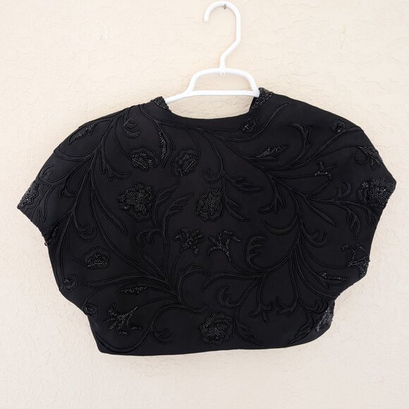 Vintage Cache Beaded Black Dress Matching Jacket Size 2 Glam Formal - Picture 14 of 14